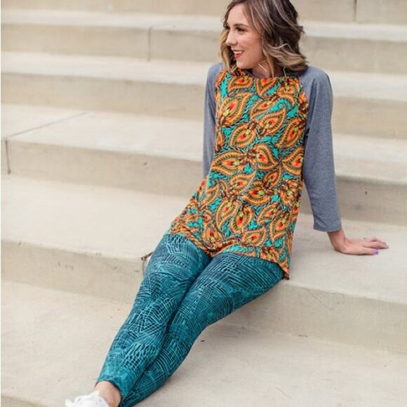 LuLaRoe NWT Randy Tee XL Great Fall Colors! Baseball like Tee Oh So Comfortable - Picture 11 of 16